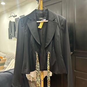 Escada Black Blazer with Animal Print Details
